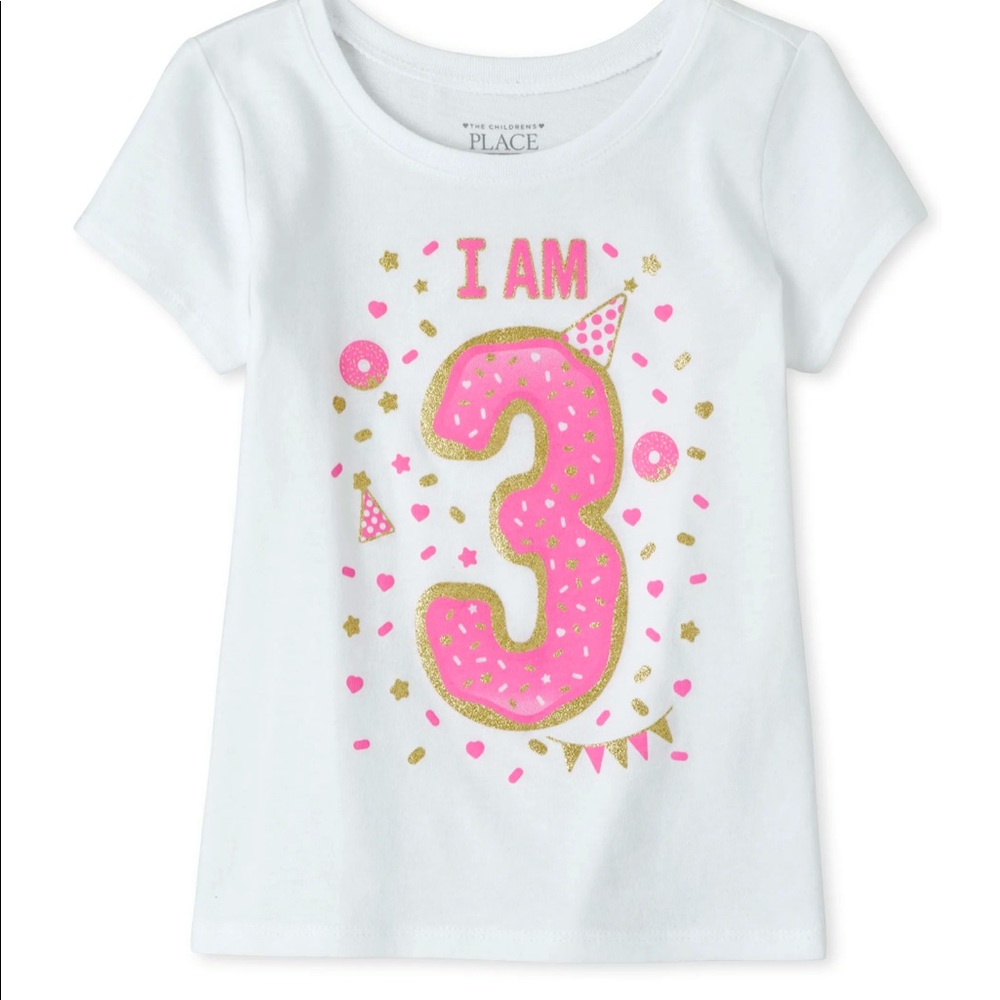 💕NEW💕 Birthday Glitter I Am 3 Graphic Tee